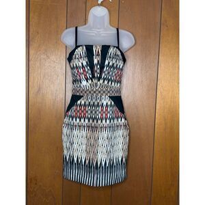 Bebe Dress Womens 4 Geometric Bodycon Cocktail Y2K Coquette‎ Resort Clubwear